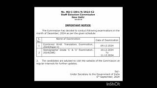 STAFF SELECTION COMMISSION EXAM DATE PUBLISHED [upl. by Irual]