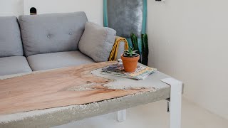 How To Make A Concrete Coffee Table with Live Edge Slab Inlay 🤙🏼 [upl. by Worl]