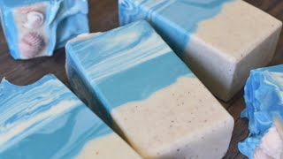 Oasis Beach Theme Cold Process Soap Making [upl. by Ahsrav]