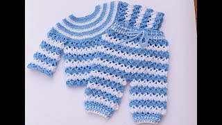 Pantalon de bebe a crochet a juego con jersey muy facil y rapido [upl. by Ailina]