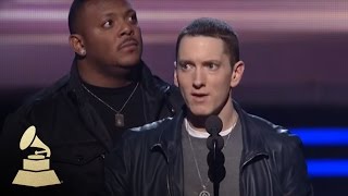 Eminem accepting the GRAMMY for Best Rap Album at the 53rd GRAMMY Awards  GRAMMYs [upl. by Gaultiero122]