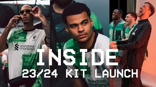 Inside Away Kit Launch Fresh look as Liverpool stars model 2324 shirt [upl. by Nosak]