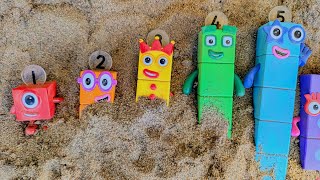 Numberblocks Buried in Sand Find and Arrange Numbers Left to Right  Learn with Toys [upl. by Alina]