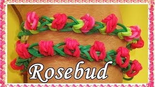 Rainbow lLoom Bands Rosebud Loom Bracelet [upl. by Rintoul]