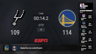 San Antonio Spurs  Golden State Warriors  NBA Inseason Tournament on ESPN Live Scoreboard [upl. by Maher]