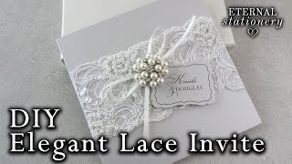 Elegant beaded lace and brooch wedding invitation  DIY Wedding Invitations [upl. by Scarrow343]