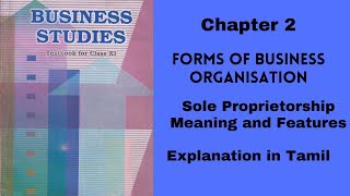 CBSE11 Business StudiesChapter 2TamilForms of Business OrganisationSole Proprietorship [upl. by Ahsatan]