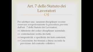 Sanzione disciplinare art 7 Statuto Lavoratori [upl. by Arymat385]