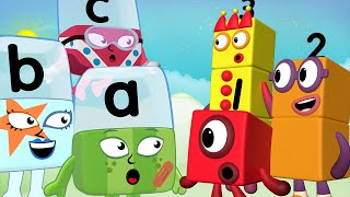 Numberblocks amp officialalphablocks  Alert Alphablocks and Numberblocks First Meet  Making Friends [upl. by Nneb]