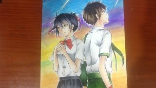 Drawing Mitsuha and Taki from Kimi no na wa  君の名は  Your name [upl. by Walker922]