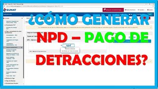 PAGO DE DETRACCIONES CON NPD SUNAT [upl. by Ynad432]