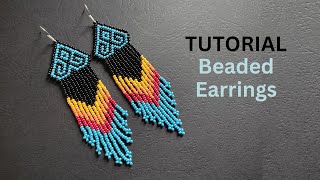 Beaded Earrings Tutorial Brick Stitch fringe Earrings Step by Step Jewelry Making [upl. by Thorr]