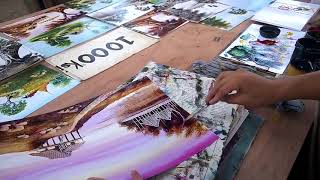 Street Artist Quickly Paints Beautiful Landscape  984976 [upl. by Eittah]