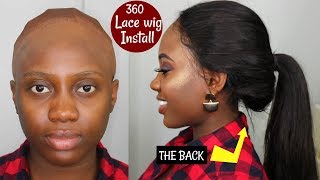 HOW TO Install 360 LACE FRONTAL WIG  BACK Application  Stocking Cap Method  NO GLUE [upl. by Landon]