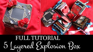 FULL TUTORIAL  5 LAYERED EXPLOSION BOX  DIY GIFT IDEAS  EXPLODING BOX  EXPLOSION BOXES [upl. by Bodi]