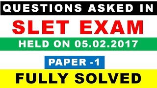 Questions Asked in SLET EXAM Paper1 Held on 05022017 [upl. by Gardy]