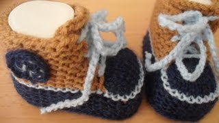 Turnschuhe Babys gestrickt Babyschuhe stricken [upl. by Enerahs]