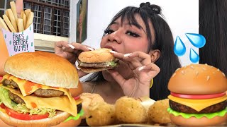 Eating burger 🍔 yummy fast food  MUKBANG KHMER [upl. by Aihsakal]