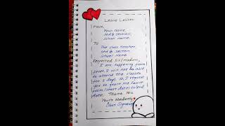 leave letter in english  leave letter for class teacher  leave application for school [upl. by Newman]