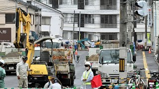 広島市西区の市道陥没1週間、40人余り避難生活 半径50メートル立ち入り規制 上下水道の復旧急ぐ [upl. by Jenn]