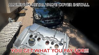 MINI Cooper SJCW N18 Engine Metal Valve Cover Install MILIPARTS R55R61 20102016 [upl. by Annatnom]