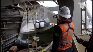 NTSB video shows inside of DALI cargo ship closeup damage to Baltimore bridge after collapse [upl. by Lyrehs]