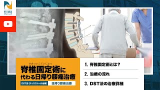 脊椎固定術に代わる日帰り腰痛治療【DST法】ディスクシール治療 [upl. by Lumbye]