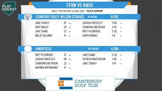 Ferntree Gully amp DA  Norm Reeves Shield  Rd4  Ferntree Gully Wilson Storage v Knoxfield [upl. by Herwig]