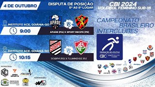 CBI  VOLEIBOL FEMININO SUB16 DISPUTA DO 5º AO 8º LUGAR Campeonato Brasileiro Interclubes 2024 [upl. by Giffer]