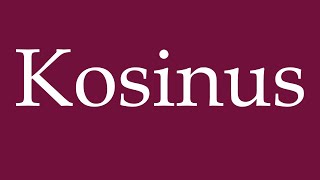 How to Pronounce Kosinus Cosine Correctly in German [upl. by Aerdied691]