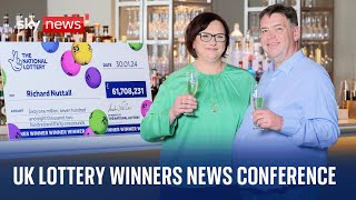 UK Lottery winners hold news conference after winning over £61million on the EuroMillions [upl. by Noissap]