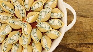 Spinach amp Ricotta Stuffed Pasta Shells Recipe [upl. by Lyreb]