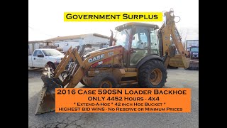 February 21st Auction  Lot S1012 2016 Case 590SN 4x4 Loader ExtendHoe Backhoe  4452 Hours [upl. by Reh]