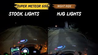 Royal Enfield Super Meteor 650 Headlights vs HJG fog lights  Night Ride Test [upl. by Royo]