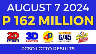 Lotto Result Today 9pm August 7 2024  PCSO Complete [upl. by Kyne870]