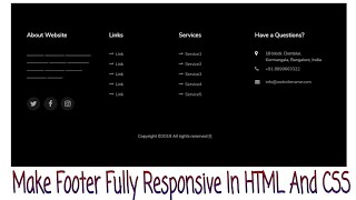 How To Make a Footer Fully Responsive In HTML And CSS [upl. by Berger]