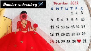 Calendar embroidery  Numbers embroidery  Embroidery hoop art [upl. by Haida]