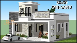 30x30 3 Room South Facing 3D House Plan With Vastu  South Facing Villa Design  Gopal Architecture [upl. by Lupee]