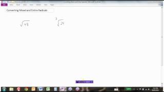 Converting EntireMixed Radicals with Variables [upl. by Saibot]