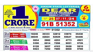 NAGALAND Lottery SAMBAD DEAR EVENING 6PM RESULT TODAY 07112024 STATE DEAR LOTTER [upl. by Atilahs7]