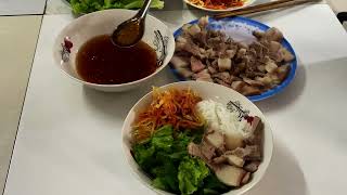 Shrimp Paste Side Dish with Boiled Meat Fresh Vermicelli Raw Vegetables [upl. by Samuel]