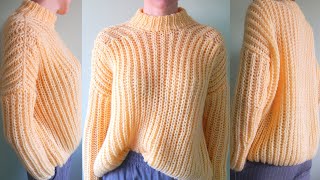 How to knit a very simple oversized sweater for beginners  overview [upl. by Rheims]