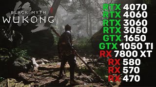 10 GPUs  Black Myth Wukong  RX 7800 XT RX 580 RX 570 RX 470 RTX 4070 RTX 4060 RTX 3060 [upl. by Ailet166]