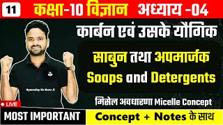 साबुन तथा अपमार्जक  Soaps and Detergents  मिसेल अवधारणा Micelle Concept  Class10th Science [upl. by Canada851]