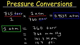 Gas Pressure Unit Conversions  torr to atm psi to atm atm to mm Hg kpa to mm Hg psi to torr [upl. by Shani]