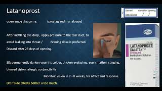 latanoprost xalatan glaucoma OSCE pharmullary OSCE counselling Roze Pharm [upl. by Aizti655]