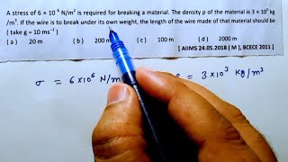 Physics  Class 11  Pyq mechanical properties of solids A stress of 6 × 106 Nm2 is  Neet  Jee [upl. by Bernhard]