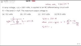 GATE 1994 ECE Maximum output of Differentiator with Ramp input [upl. by Zoubek]