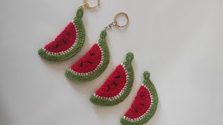 Kolay Tığ işi Karpuz Anahtarlık Yapımı 🍉🍉 Amigurumi Anahtarlık Örgü Modelleri örgü karpuz figürü [upl. by Ayamat]