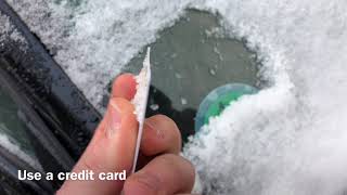 How to scrap the ice of the car windows with credit card ice scraper and deicing spray DIY [upl. by Kristoforo501]